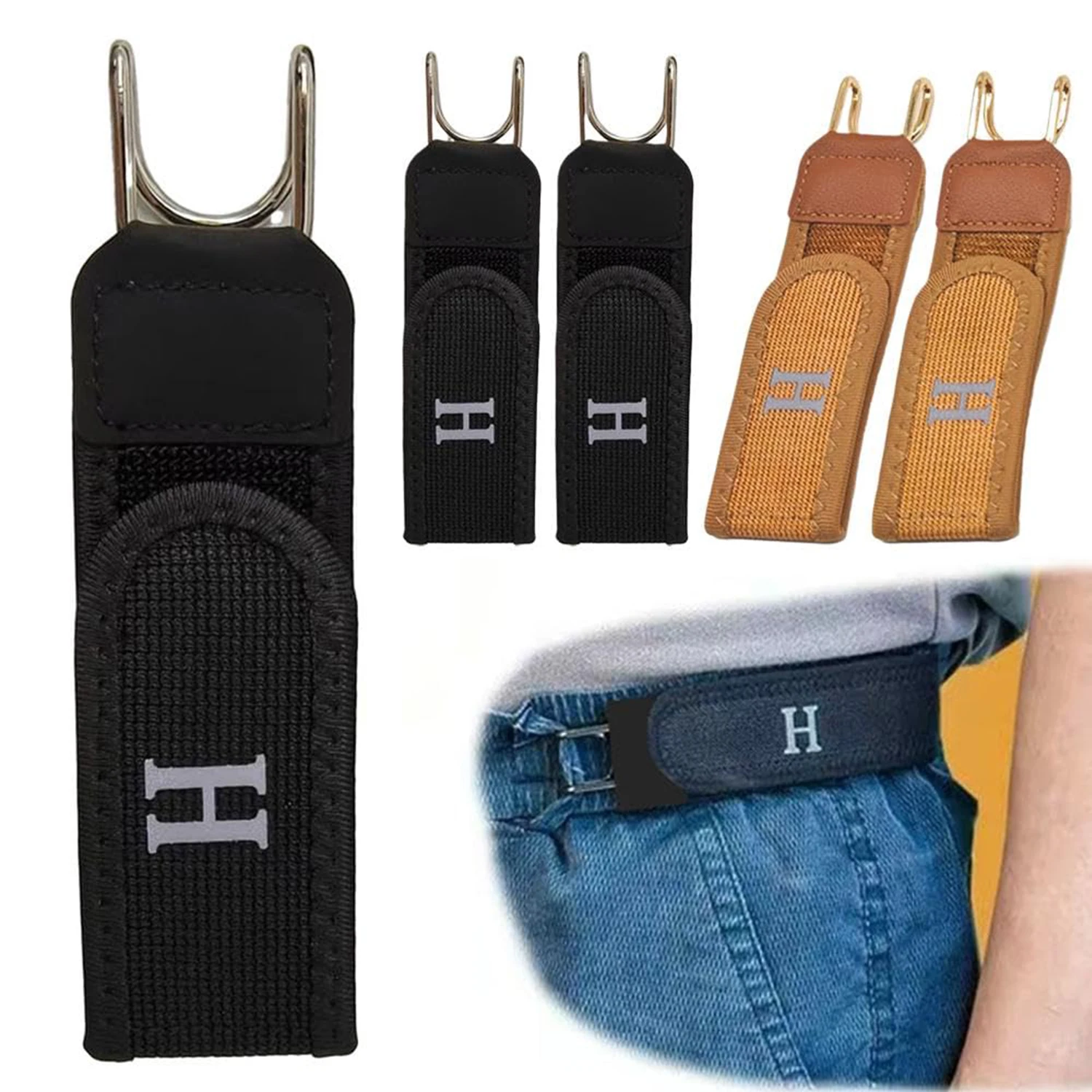 1/2Pcs Upgraded Adjustable Buckleless Belt Hook Elastic Velcro Waist Buckle Waist Belt For Men‘s Gift Casual Belt With Buckle