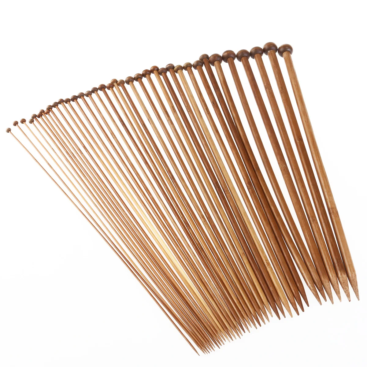18Pairs Carbonized Bamboo Single Pointed Knitting Needles Set 35cm Length 2mm-10mm Crochet Knitting Needles Professional Smooth