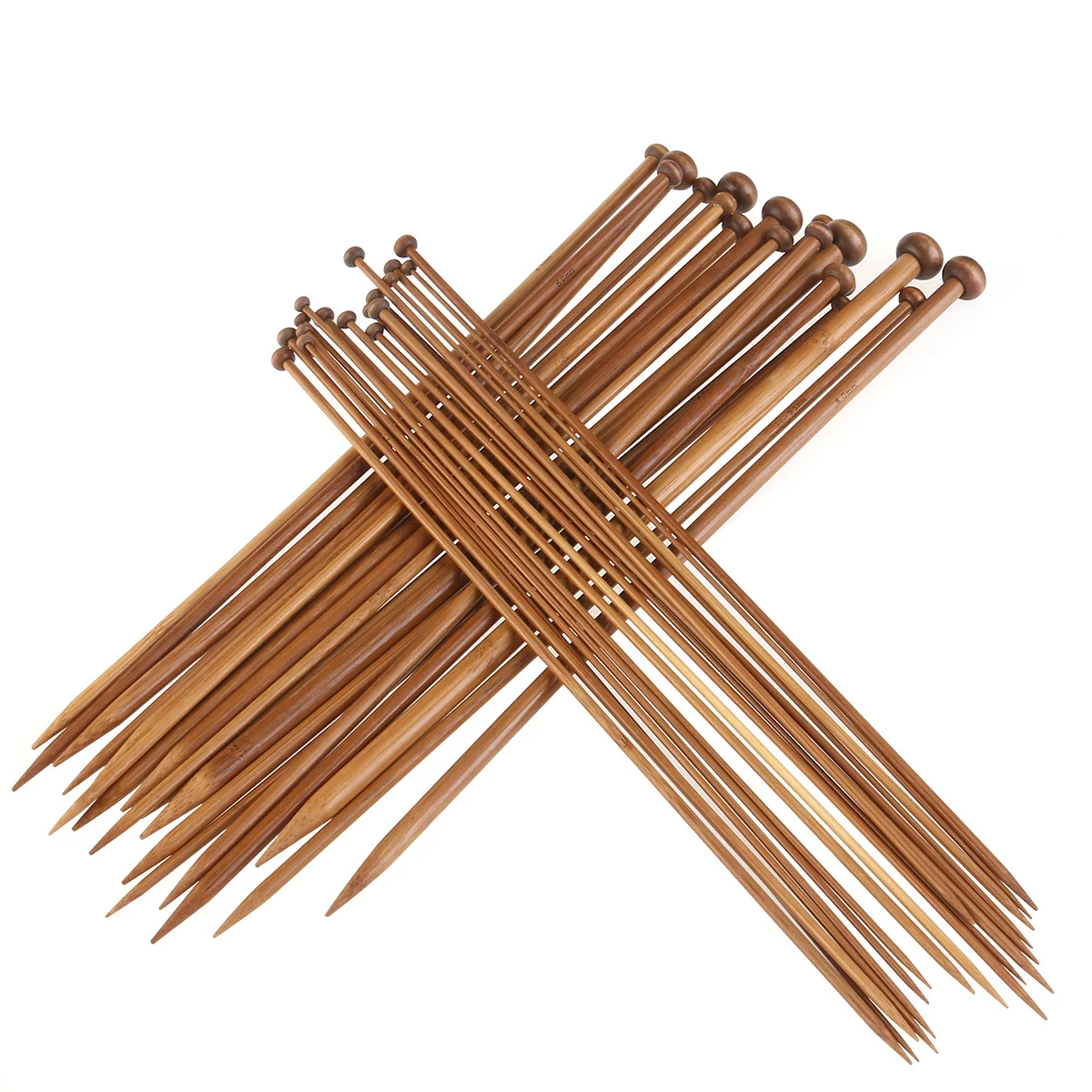 18Pairs Carbonized Bamboo Single Pointed Knitting Needles Set 35cm Length 2mm-10mm Crochet Knitting Needles Professional Smooth thumbnail 5