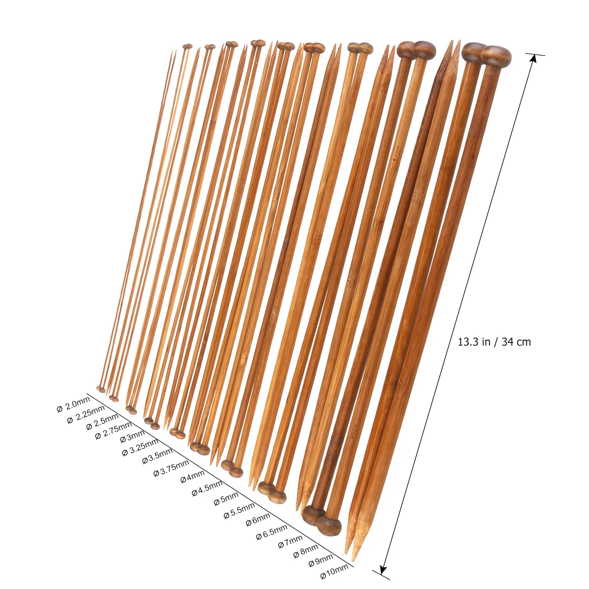 18Pairs Carbonized Bamboo Single Pointed Knitting Needles Set 35cm Length 2mm-10mm Crochet Knitting Needles Professional Smooth thumbnail 3