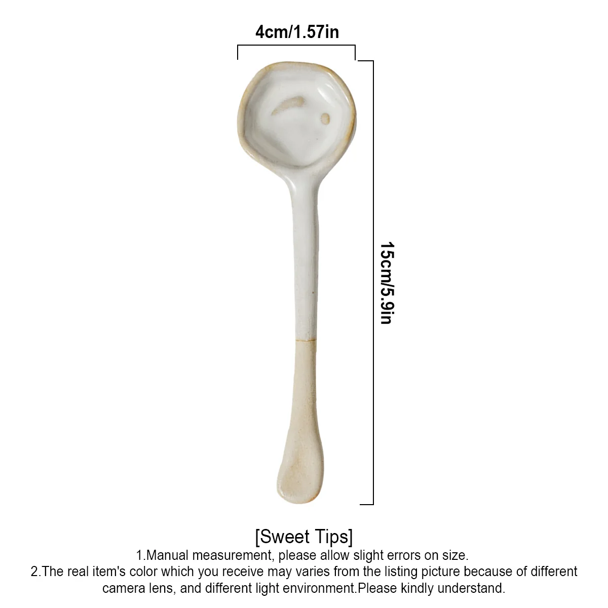 Ceramic Retro Porcelain Spoon, Coffee Scoop, Handmade Long-Handle Coffee Scoop, Chinese Ceramic Large Spoon thumbnail 3
