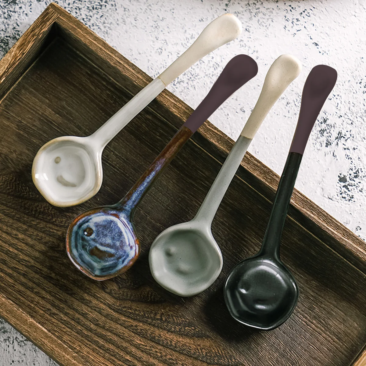 Ceramic Retro Porcelain Spoon, Coffee Scoop, Handmade Long-Handle Coffee Scoop, Chinese Ceramic Large Spoon thumbnail 6