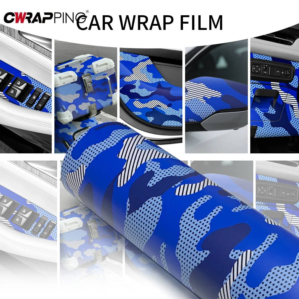 Camo Vinyl Wrap Car Tuning Accessories Auto Off-Road Camouflage Film Car Wrapping Sticker Jeep Blue Motorcycles Waterproof Paint thumbnail 4