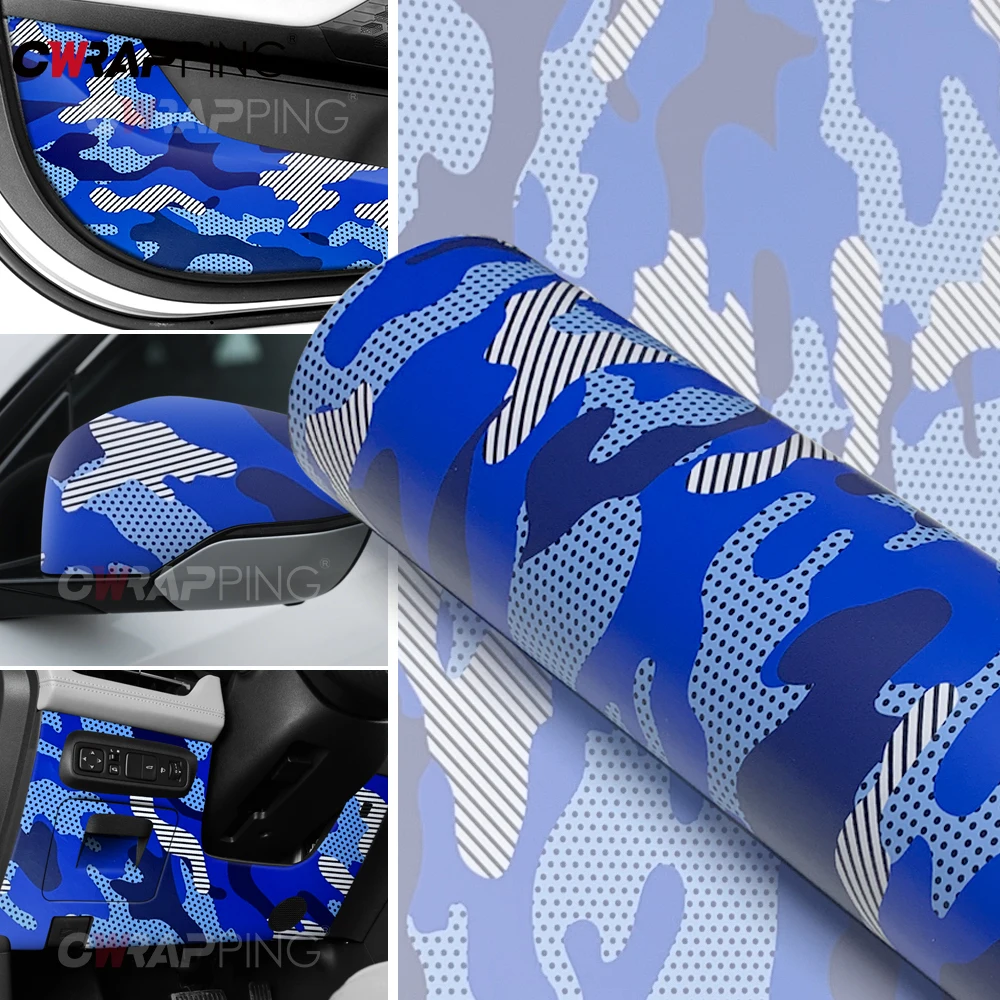 Camo Vinyl Wrap Car Tuning Accessories Auto Off-Road Camouflage Film Car Wrapping Sticker Jeep Blue Motorcycles Waterproof Paint thumbnail 3