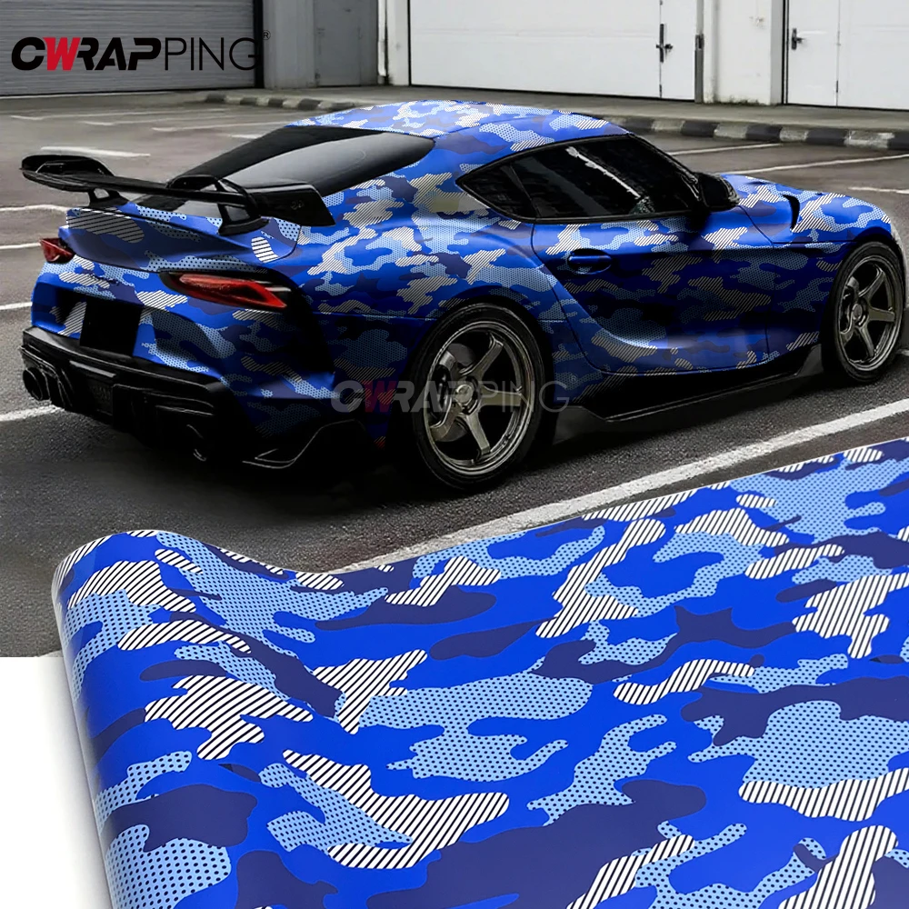 Camo Vinyl Wrap Car Tuning Accessories Auto Off-Road Camouflage Film Car Wrapping Sticker Jeep Blue Motorcycles Waterproof Paint thumbnail 2