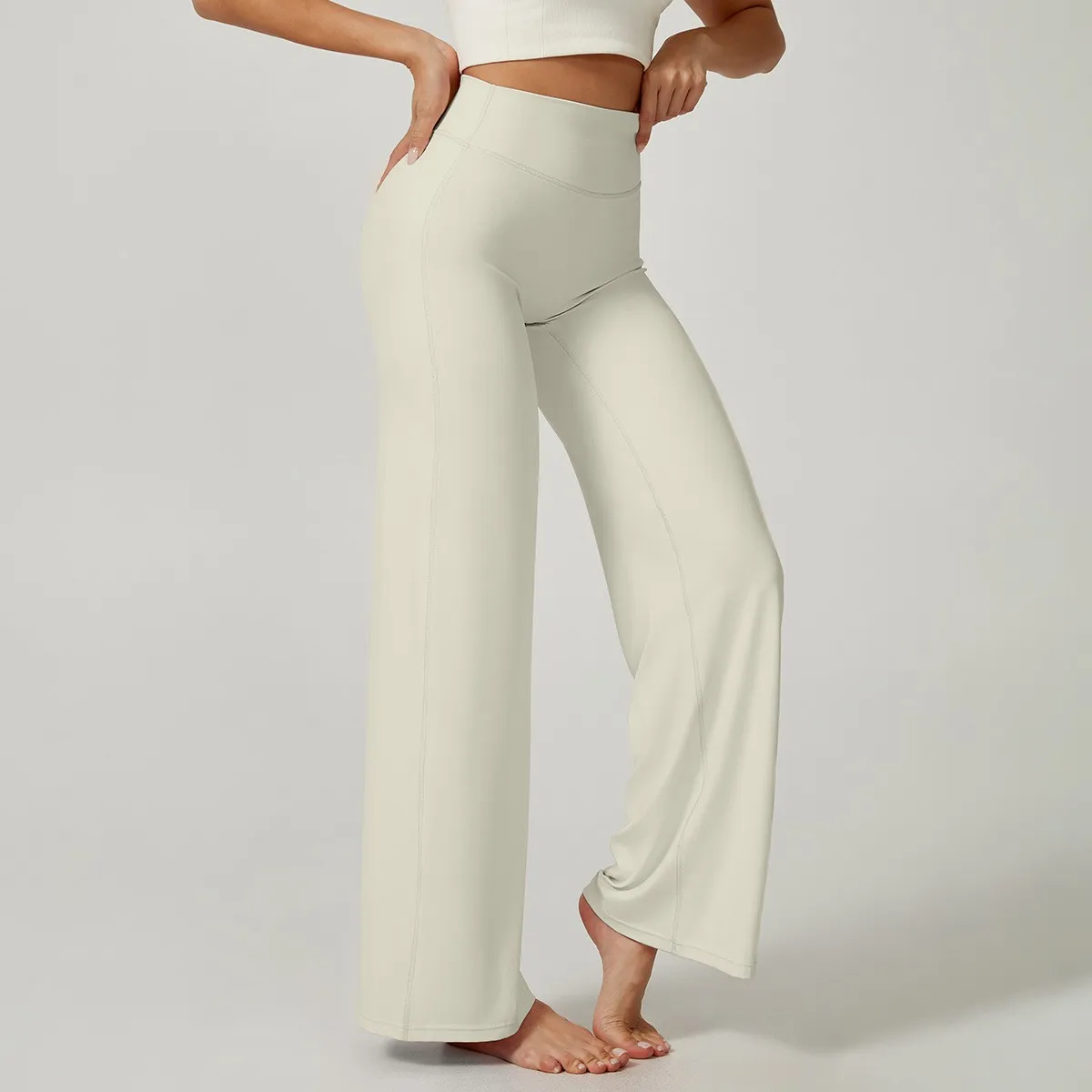 High Waisted Straight Leg Yoga Pants for Women, Naked Feeling Butt Lifting Loose Fit Workout Trousers, Slimming Gym Pants thumbnail 2