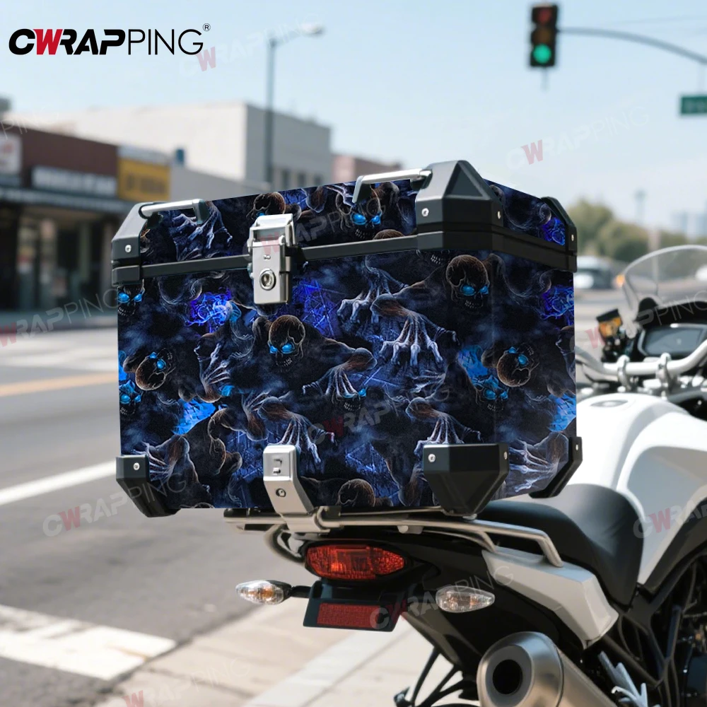 Car Stickers Blue Skull Wrapping Foil Cover Air Release Foil Automotive Vinyl Wrap Waterproof Body Film Auto Outdoor Accessories thumbnail 6
