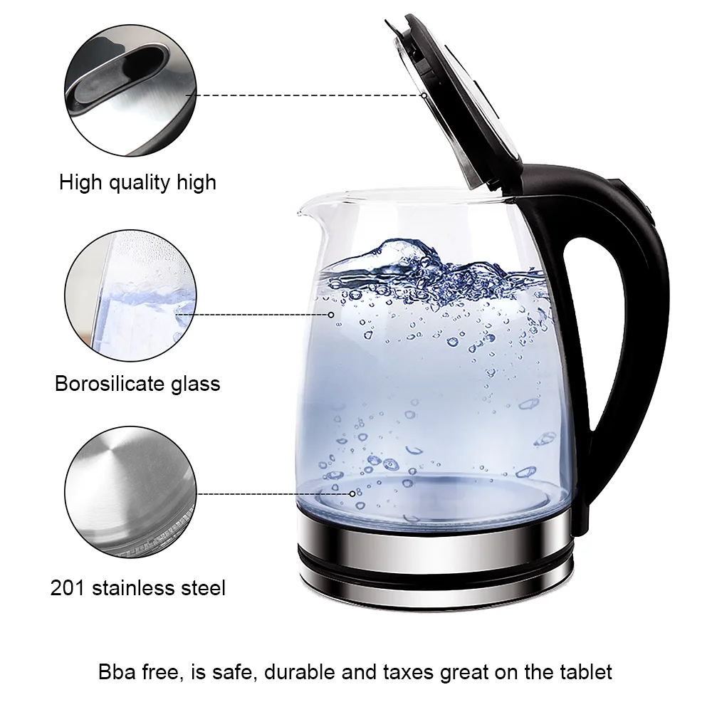 220V 1.8L Electric Kettle Glass Tea Kettle Water Boiler Home Kitchen water heater,Dry Boiling Protection thumbnail 6