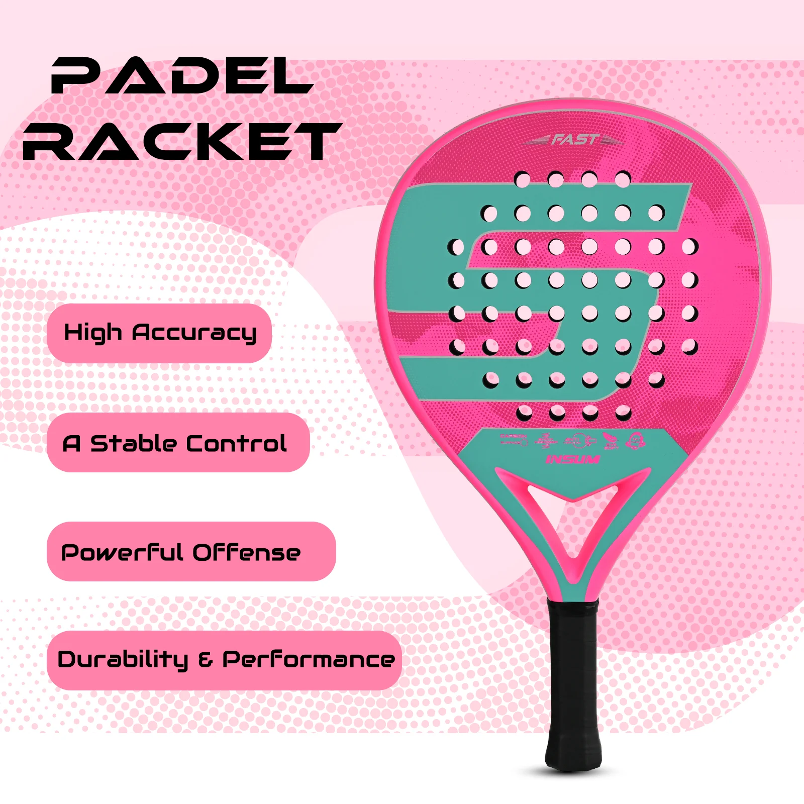INSUM Padel Tennis Racquet with Ventilation Holes for Wind Resistance Reduction And Balance for Sports Accessories thumbnail 4
