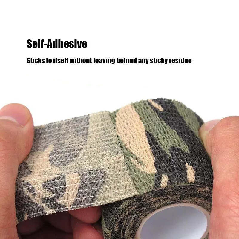 3/6/12PCS Grass Camo Wraps Tape Self Adhesive Elastic Bandage Hunt Disguise Wrap Tape  for Outdoor Sport Camping Stretch Strip thumbnail 5