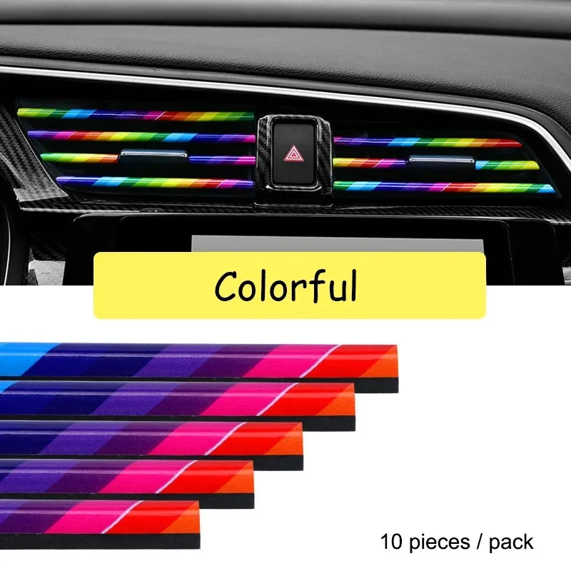 10 Pieces Car-styling Chrome Styling Moulding Car Air Vent Trim Strip Air Conditioner Outlet Grille Decoration U Shape thumbnail 4