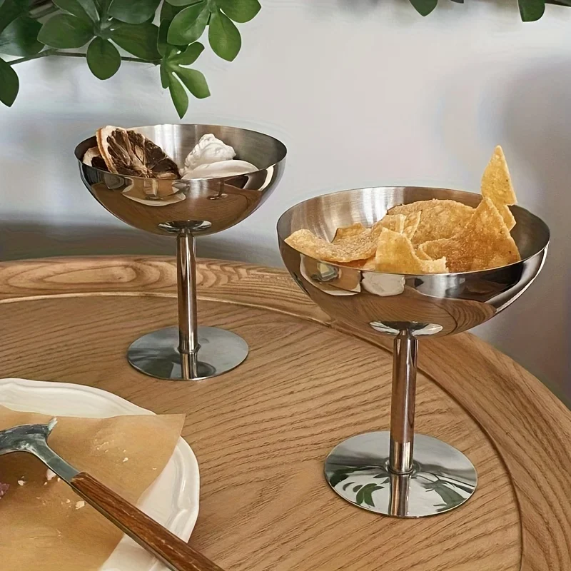 2pcs Heavy Duty Stainless Steel Dessert Cups and Bowls - Suitable for Ice Cream, Mousse, Fruit Salads, Pies, Cakes thumbnail 5