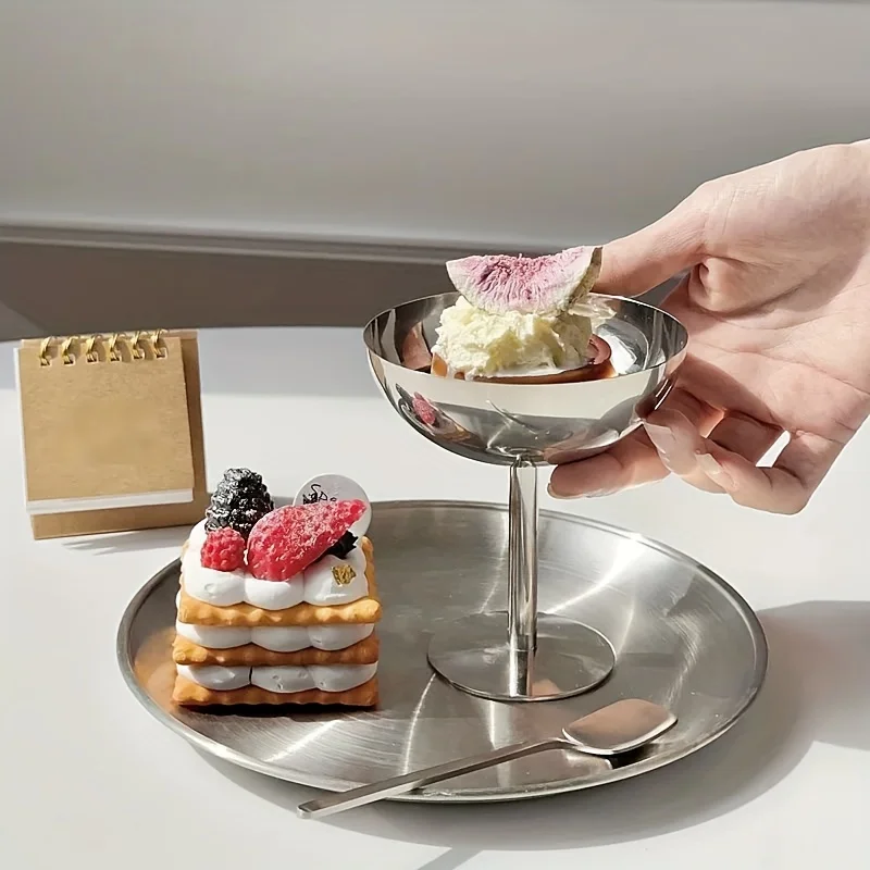 2pcs Heavy Duty Stainless Steel Dessert Cups and Bowls - Suitable for Ice Cream, Mousse, Fruit Salads, Pies, Cakes thumbnail 6