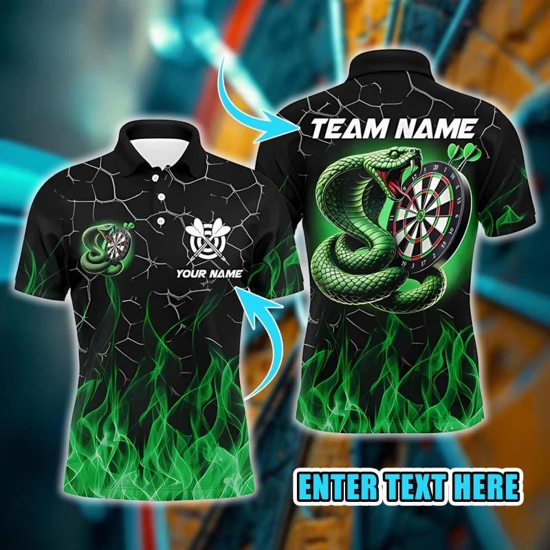 3D Print Snake Bear Polo Shirt For Men Women Customized Darts Pattern Tees Summer Street Loose Short Sleeve Tops Lapel T-Shirts thumbnail 5