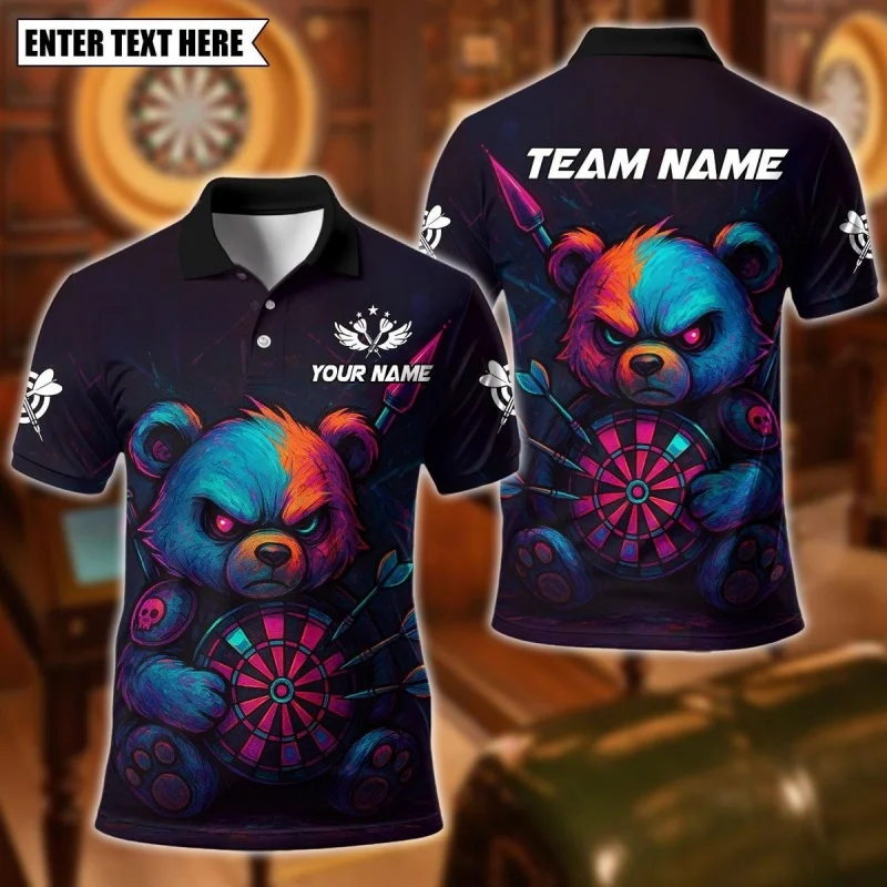 3D Print Snake Bear Polo Shirt For Men Women Customized Darts Pattern Tees Summer Street Loose Short Sleeve Tops Lapel T-Shirts