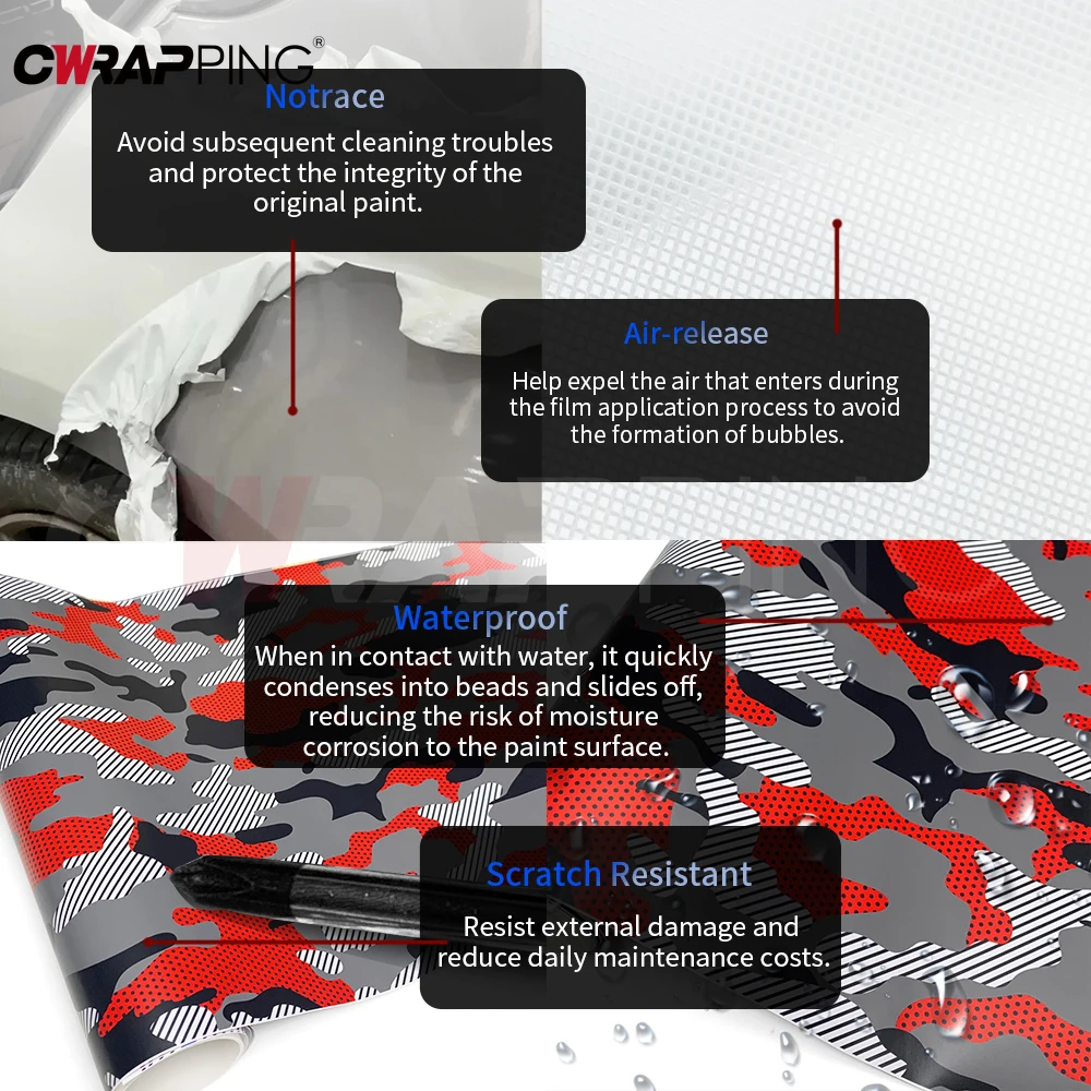 Auto Film PVC Vehicle Wrap Vinyl for Motorcycle Polka Dot Camo Car Stickers DIY Waterproof Car Wrapping Sticker Accessories thumbnail 4
