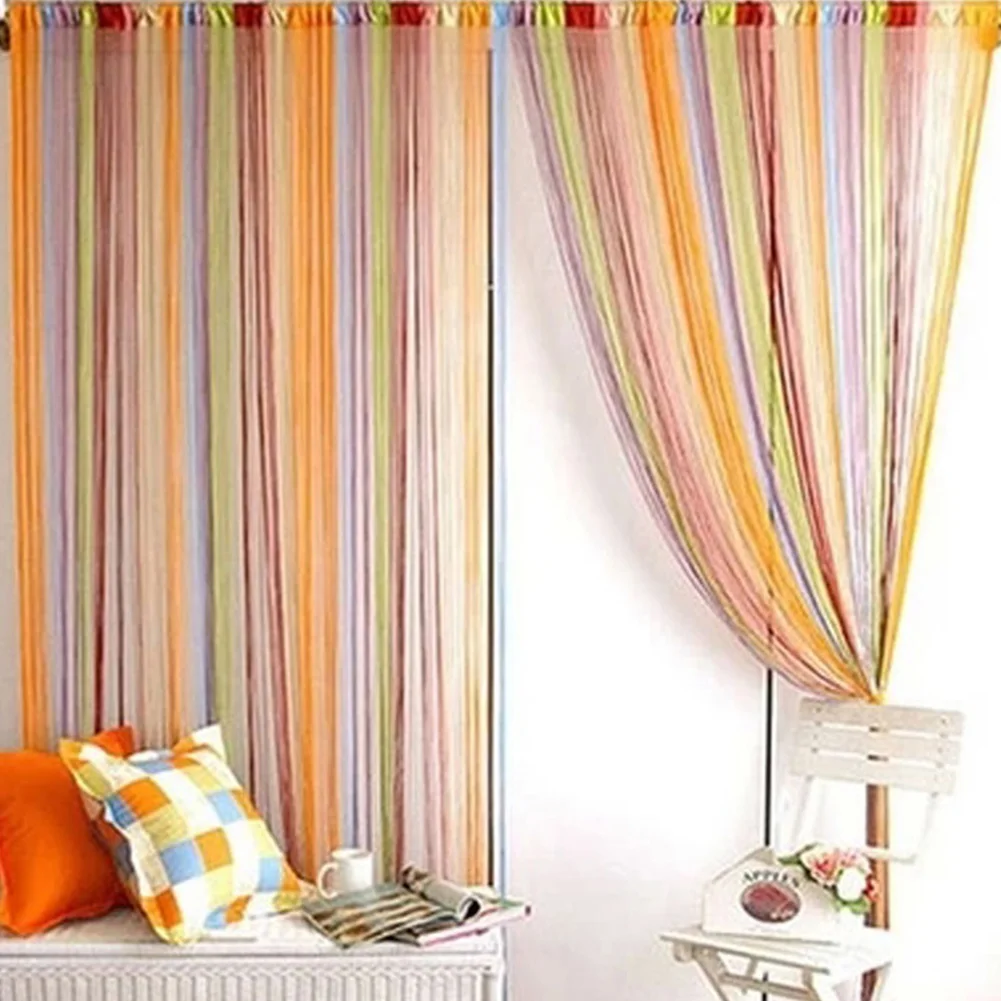 100x200cm String Curtain Multi-Color Wall Panel Fringe Window Room Divider Tassel Screen for Home Door Curtain Decor
