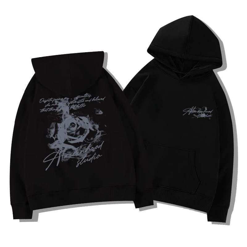Rose Flower Men Women Hoodie Pullover Outdoor Street Casual Loose Sports Comfort Sporty Versatile Daily Winter Autumn Sweatshirt thumbnail 4