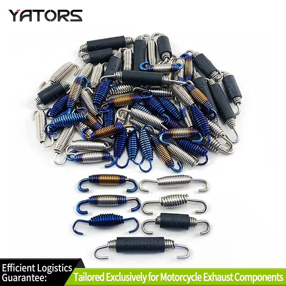 2PC Universal Motorcycle Exhaust Spring Hooks Stainless Steel Exhaust Front Middle Link Pipe Rotatable Metal Springs