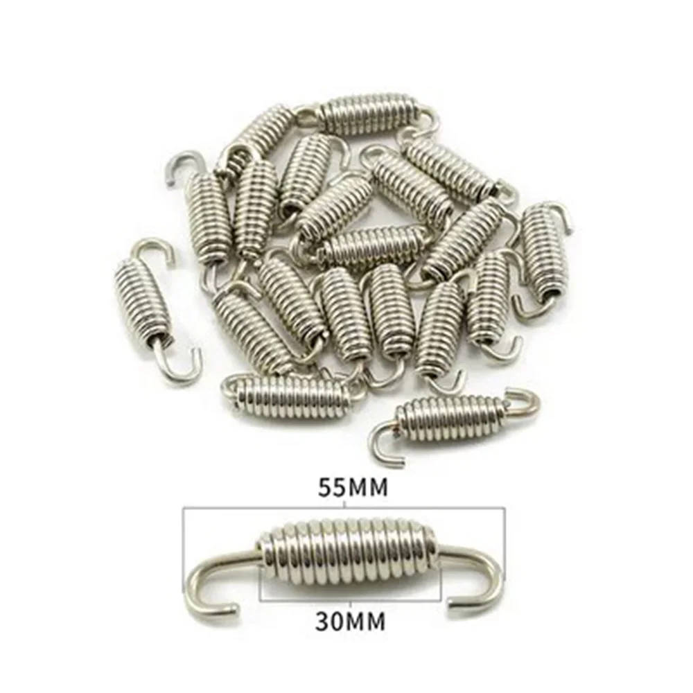 2PC Universal Motorcycle Exhaust Spring Hooks Stainless Steel Exhaust Front Middle Link Pipe Rotatable Metal Springs thumbnail 4