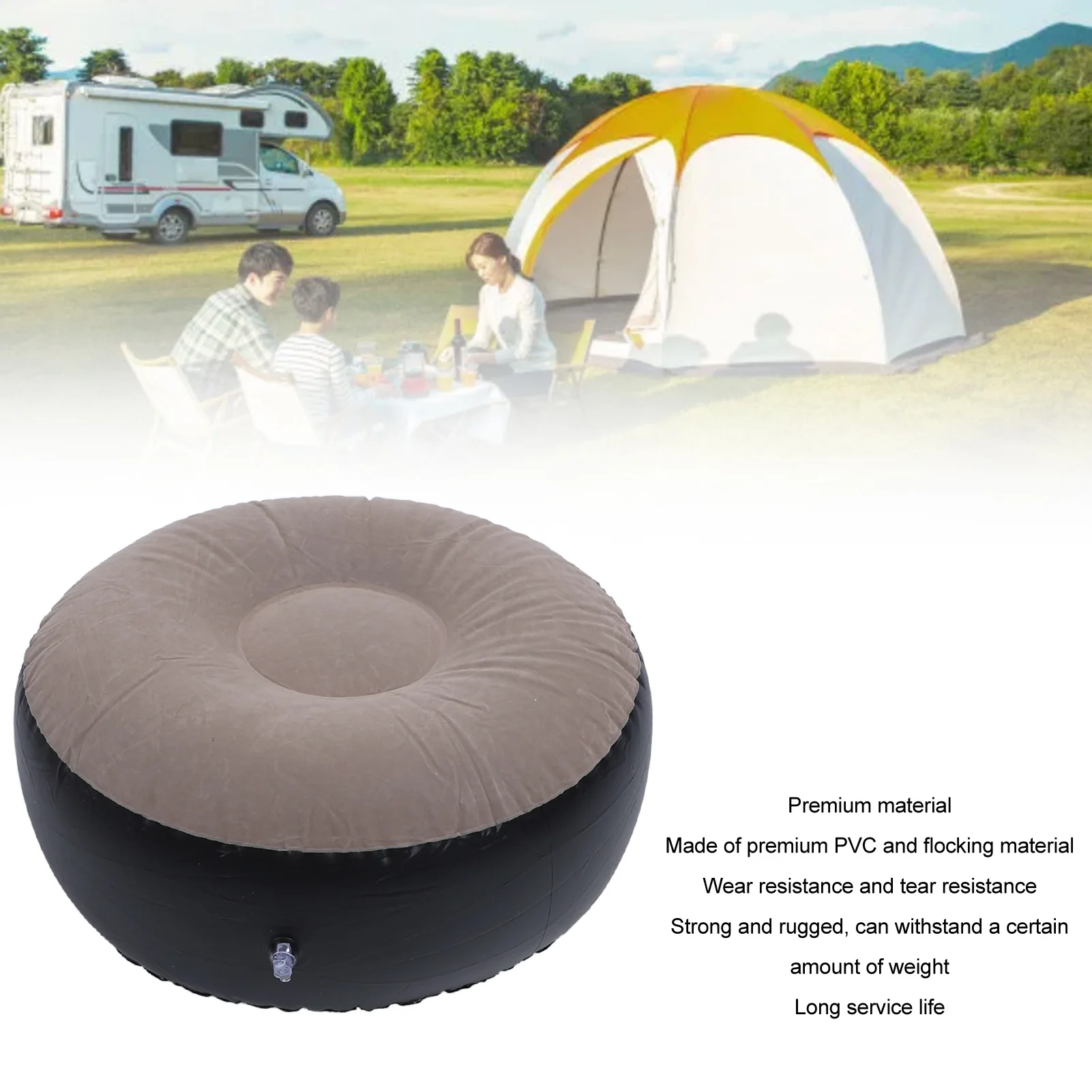 1Pc Inflatable Flocking Stool Multipurpose Lightweight Ergonomic Design Round Portable Inflatable Stool for Travel Camping thumbnail 4