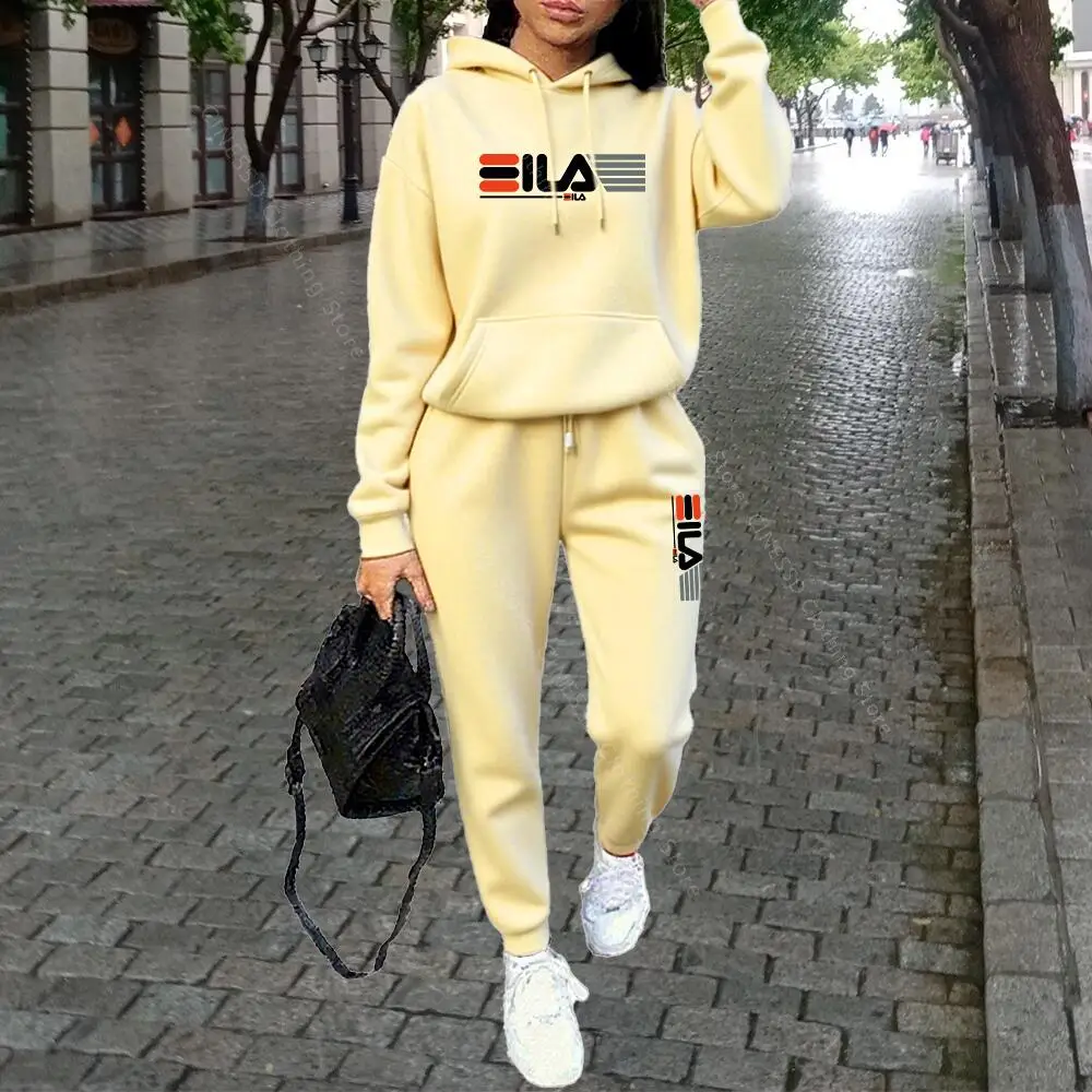 Womens Clothing Autumn Winter Hoodies Pants Fashion High Quality Aesthetic Luxury Brand Designer Streetwear Pants Sets for Women thumbnail 4