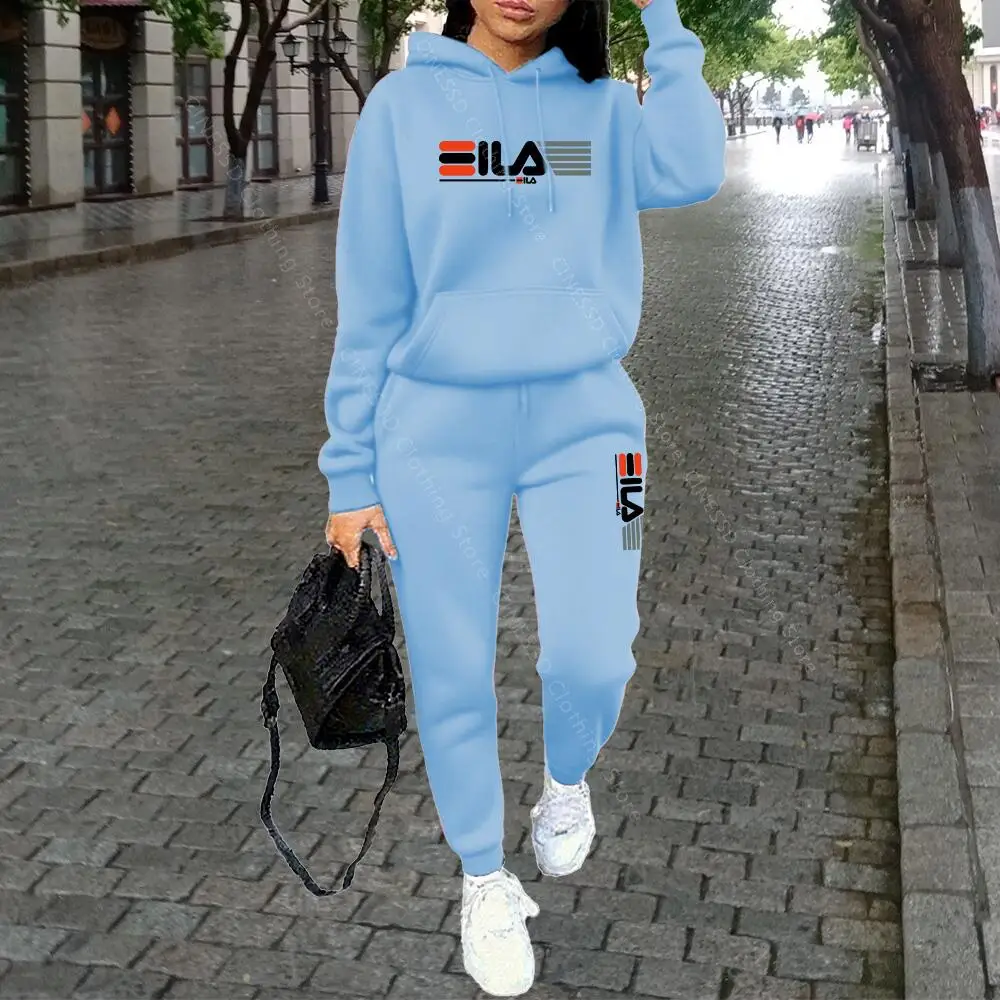 Womens Clothing Autumn Winter Hoodies Pants Fashion High Quality Aesthetic Luxury Brand Designer Streetwear Pants Sets for Women thumbnail 6