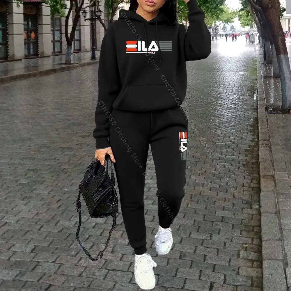 Womens Clothing Autumn Winter Hoodies Pants Fashion High Quality Aesthetic Luxury Brand Designer Streetwear Pants Sets for Women thumbnail 5