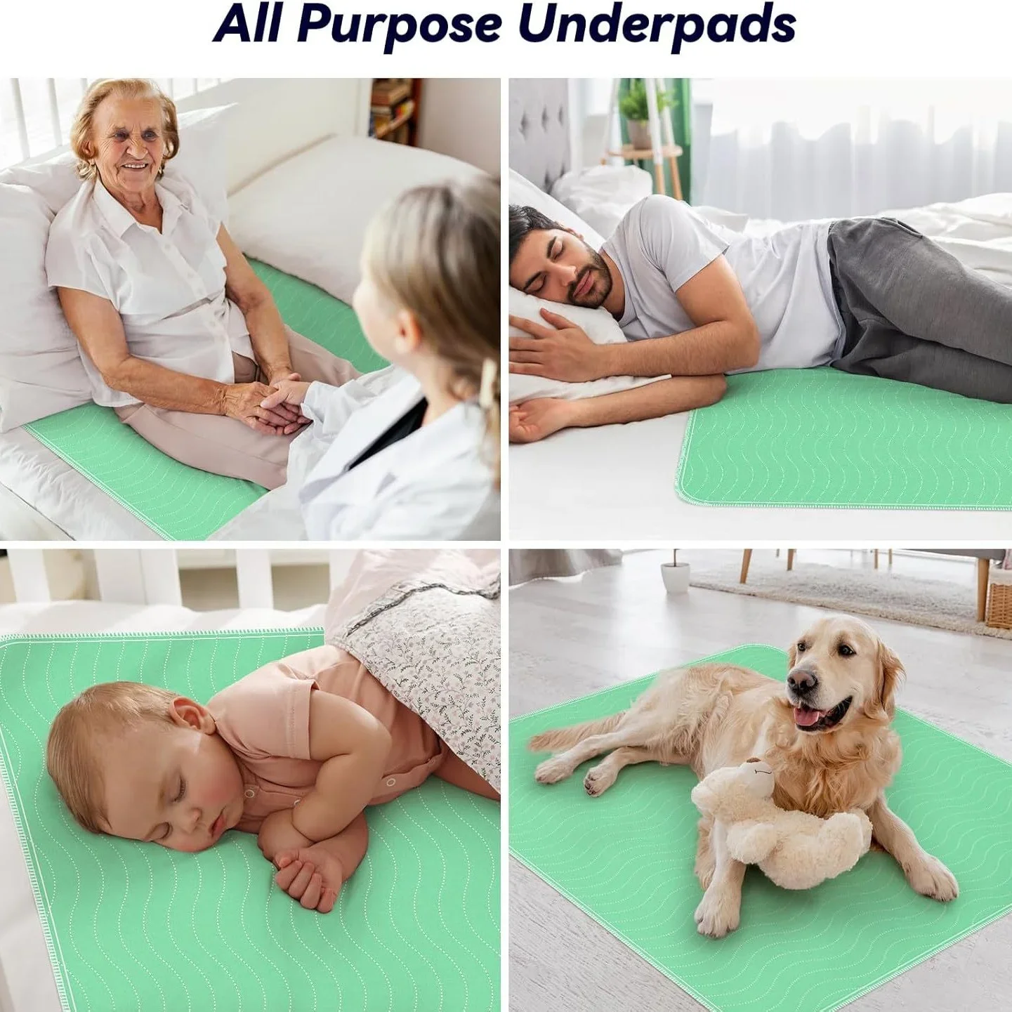 1PCS Washable Underpads Reusable Waterproof Bed Pads Super Absorbent Incontinence Mattress Protector for Adults Kids Pets thumbnail 6