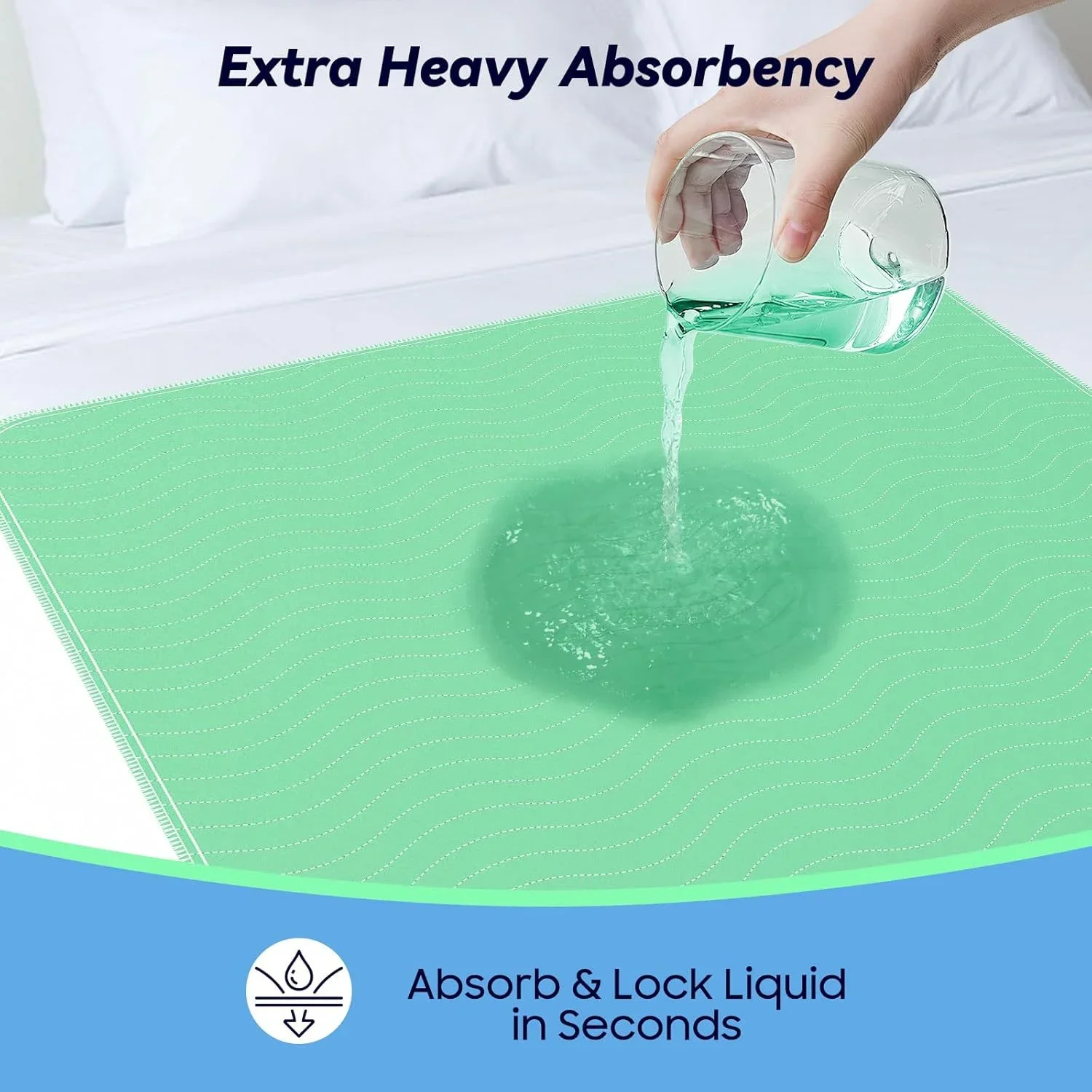 1PCS Washable Underpads Reusable Waterproof Bed Pads Super Absorbent Incontinence Mattress Protector for Adults Kids Pets thumbnail 2