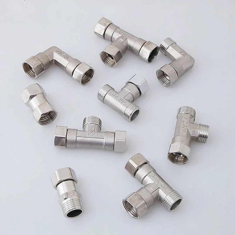 Stainless Steel T Adapter G1/ 2" T-Valve Diverter Valve Three Way Device Hole For Bath Bidet Sprayer Shower thumbnail 2