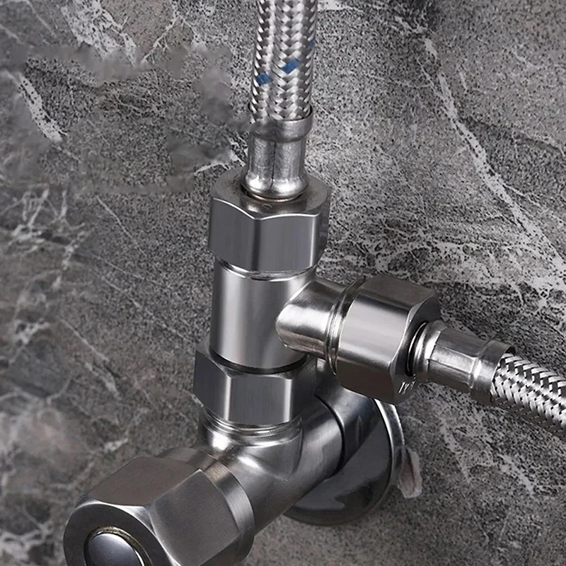 Stainless Steel T Adapter G1/ 2" T-Valve Diverter Valve Three Way Device Hole For Bath Bidet Sprayer Shower thumbnail 4