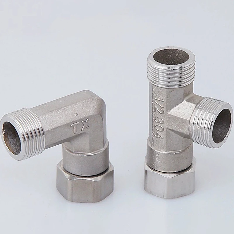 Stainless Steel T Adapter G1/ 2" T-Valve Diverter Valve Three Way Device Hole For Bath Bidet Sprayer Shower thumbnail 6