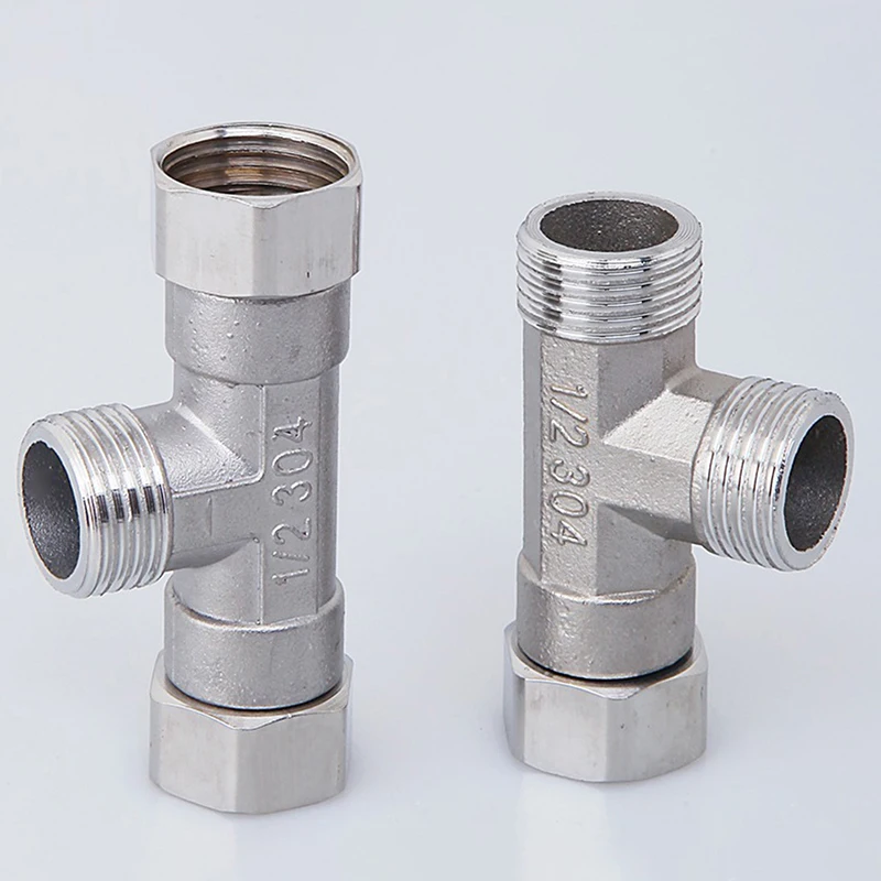 Stainless Steel T Adapter G1/ 2" T-Valve Diverter Valve Three Way Device Hole For Bath Bidet Sprayer Shower thumbnail 5