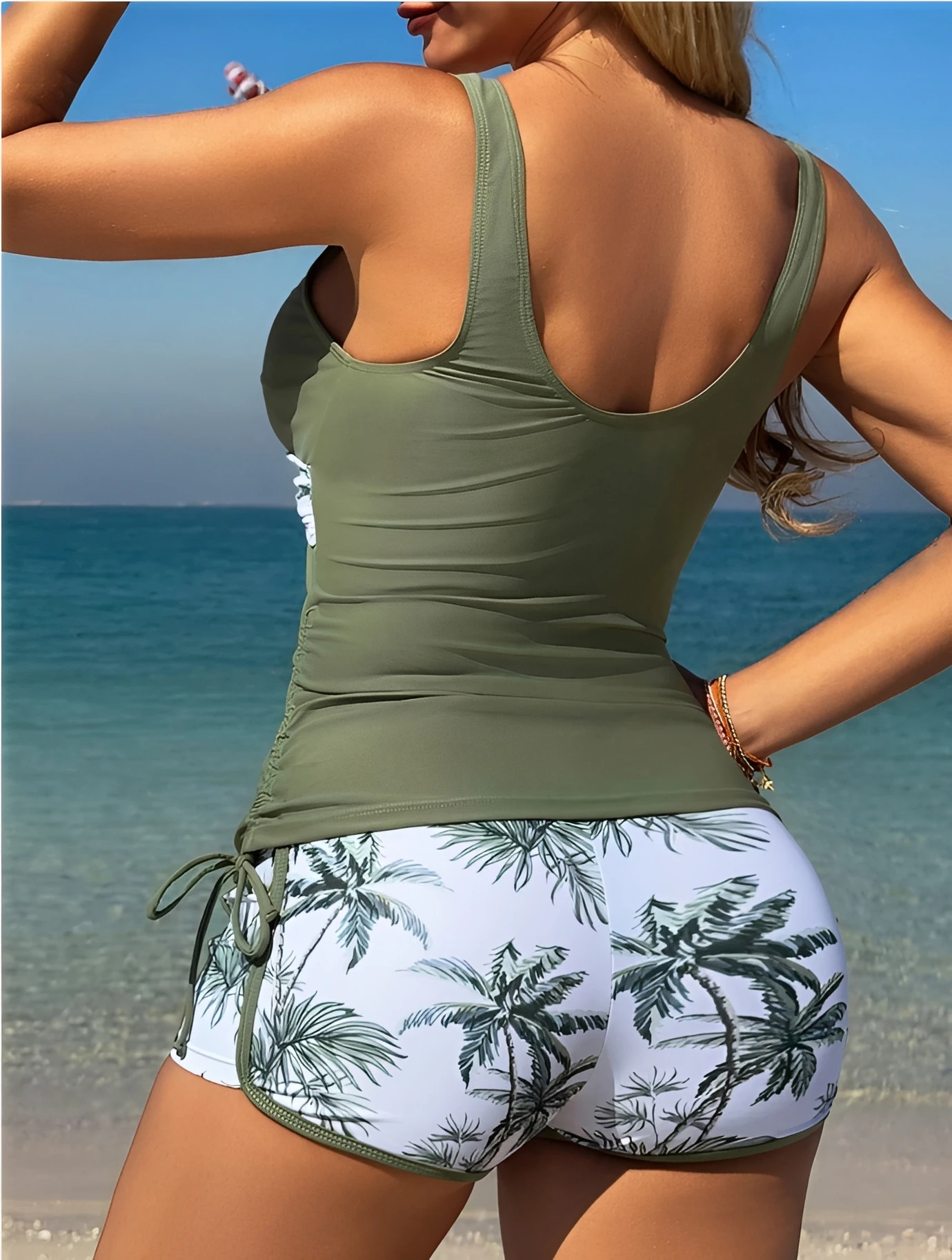 2026 Printed Two Pieces Swimsuit Women Tankini Set Drawstring Swimwear Female Bathers Bathing Swimming Swim Suit Beachwear thumbnail 2