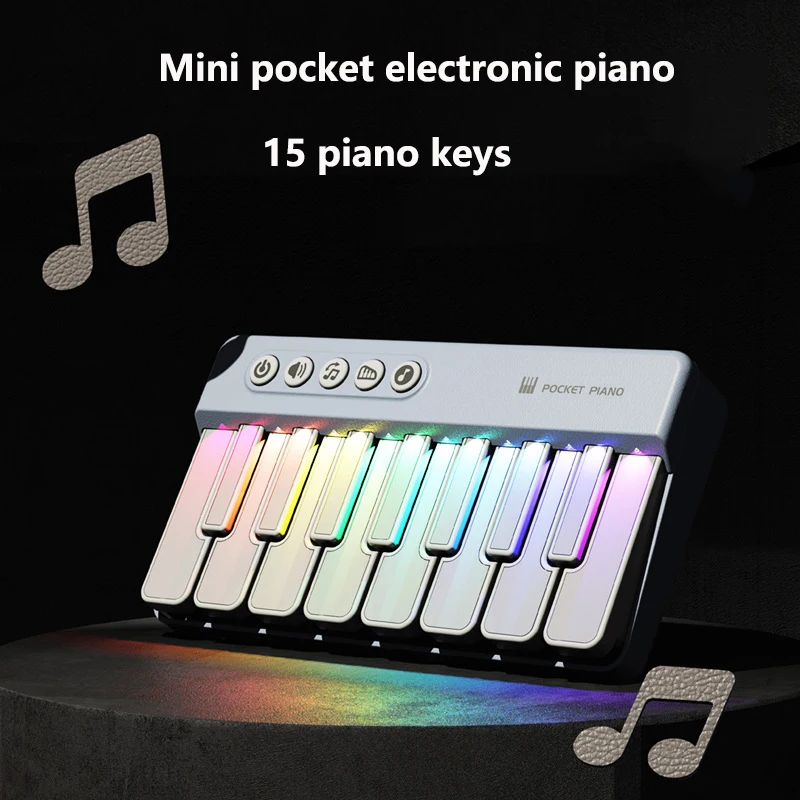 Kids Pocket Piano 7 Colors LED Light Electronic Organ Keyboard Child Musical Instrument Playable Beginner Multi-functional Piano thumbnail 4
