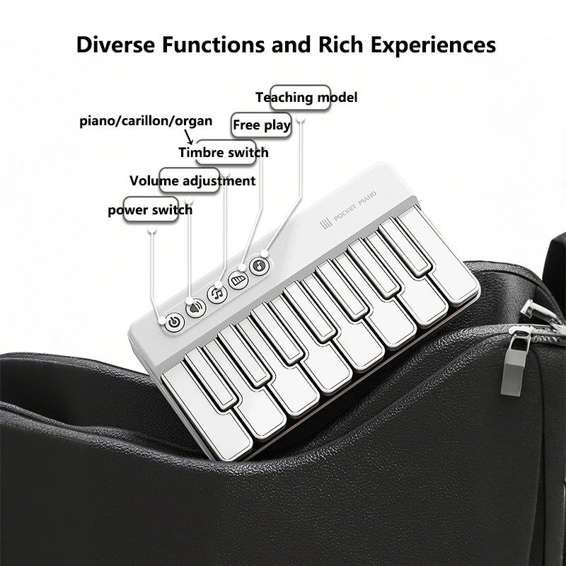 Kids Pocket Piano 7 Colors LED Light Electronic Organ Keyboard Child Musical Instrument Playable Beginner Multi-functional Piano thumbnail 2