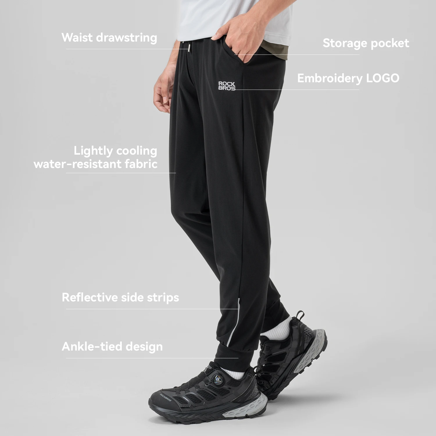 ROCKBROS Summer Sport Thin Pants Running Outdoor Long Trousers Breathable Fitness Casual Riding Bicycle Pants Daily Sweatpants thumbnail 4