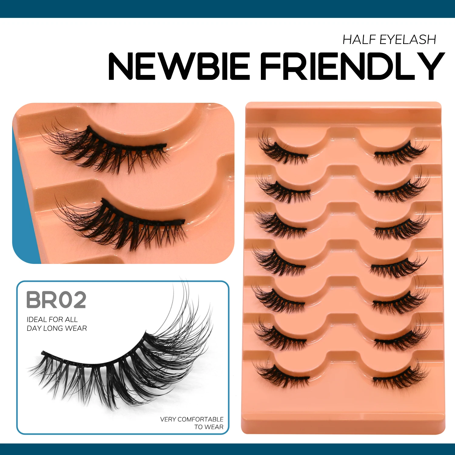 VELTRINAY Half Lashes Natural Cat Eye Eyelashes Wispy False Eyelashes 3D Volume Strip Natural Lashes Fake Eyelashes Makeup thumbnail 4