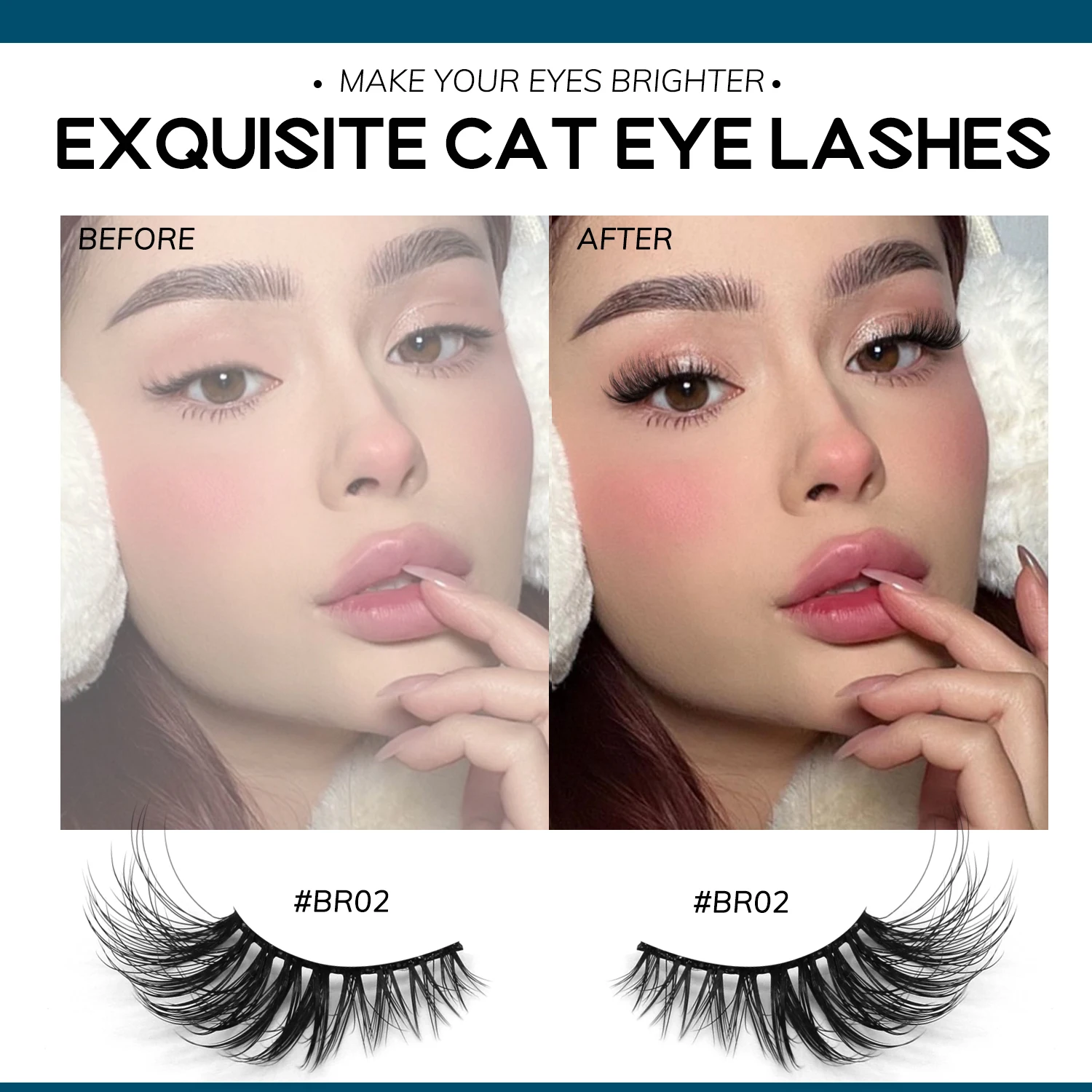 VELTRINAY Half Lashes Natural Cat Eye Eyelashes Wispy False Eyelashes 3D Volume Strip Natural Lashes Fake Eyelashes Makeup thumbnail 6