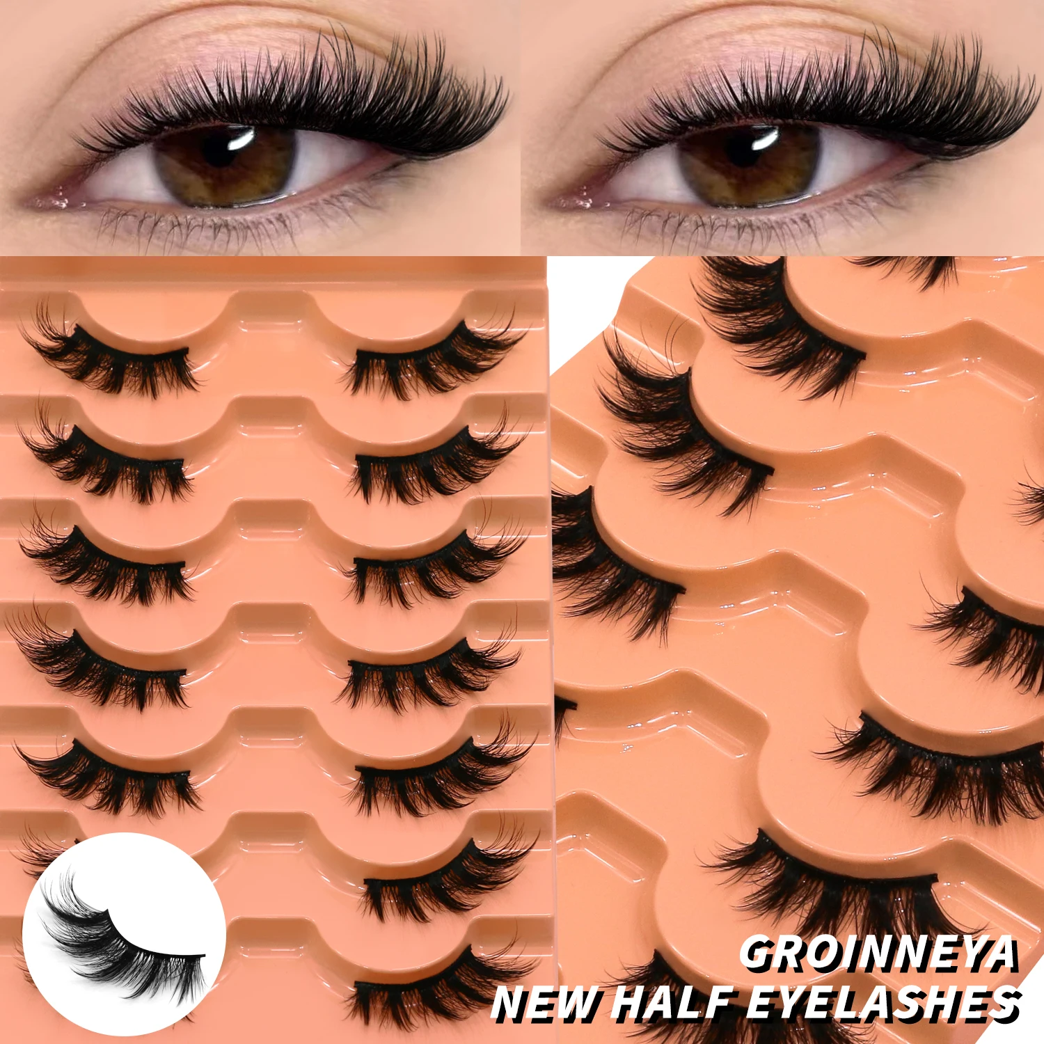 VELTRINAY Half Lashes Natural Cat Eye Eyelashes Wispy False Eyelashes 3D Volume Strip Natural Lashes Fake Eyelashes Makeup thumbnail 3