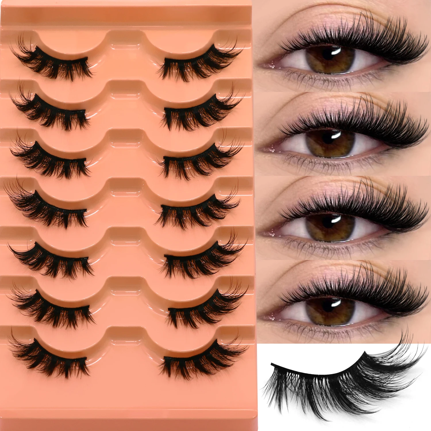 VELTRINAY Half Lashes Natural Cat Eye Eyelashes Wispy False Eyelashes 3D Volume Strip Natural Lashes Fake Eyelashes Makeup thumbnail 2
