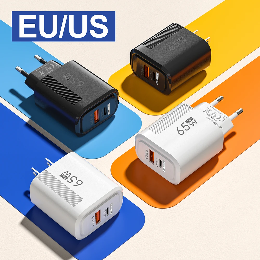 65W USB-C Charger GaN Fast Charging PD Type C Cable Mobile Phone Adapter Travel Wall Charger EU/US Plug For iPhone Xiaomi Huawei thumbnail 3