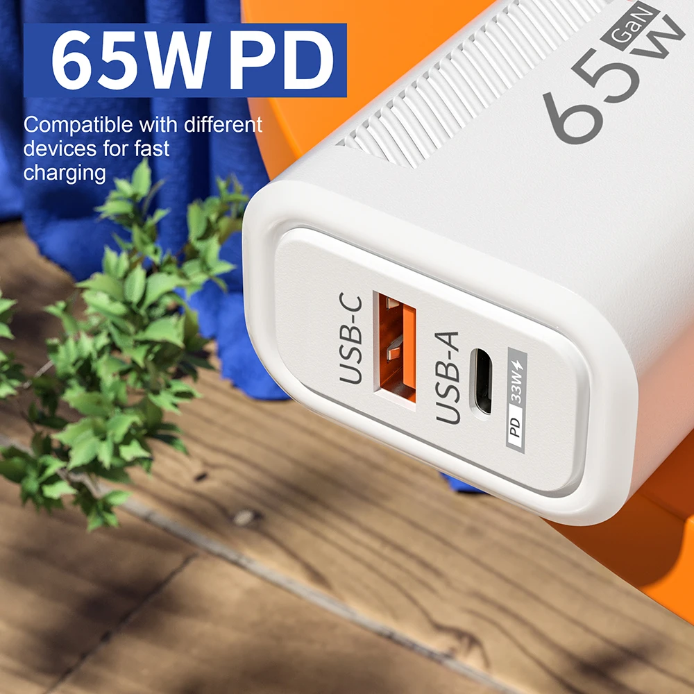 65W USB-C Charger GaN Fast Charging PD Type C Cable Mobile Phone Adapter Travel Wall Charger EU/US Plug For iPhone Xiaomi Huawei thumbnail 6