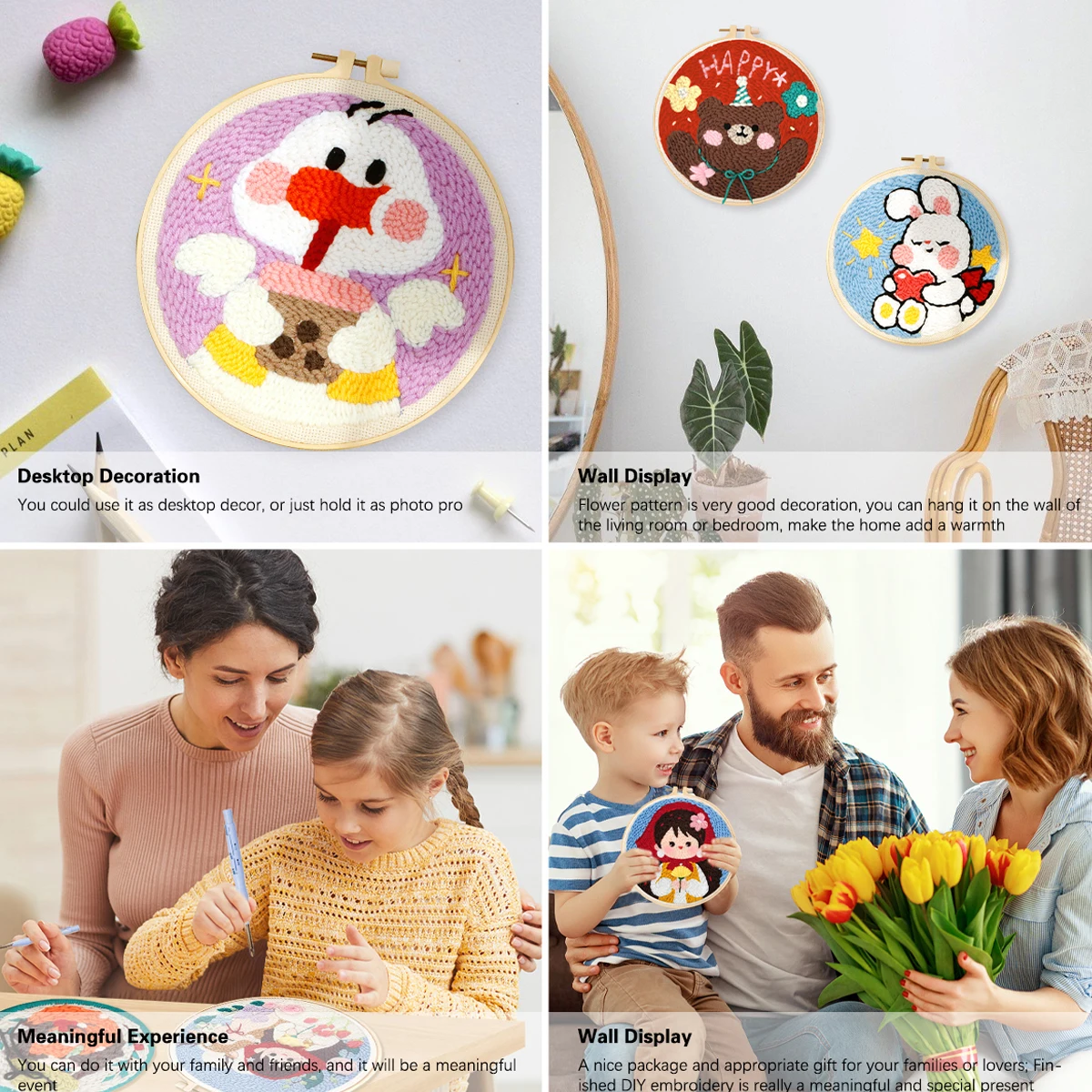 CHENISTORY punch needle embroidery set kit Cute Animal Picture Embroidery frame Cross stitch kits fox crafts for adults Diy Gift thumbnail 6