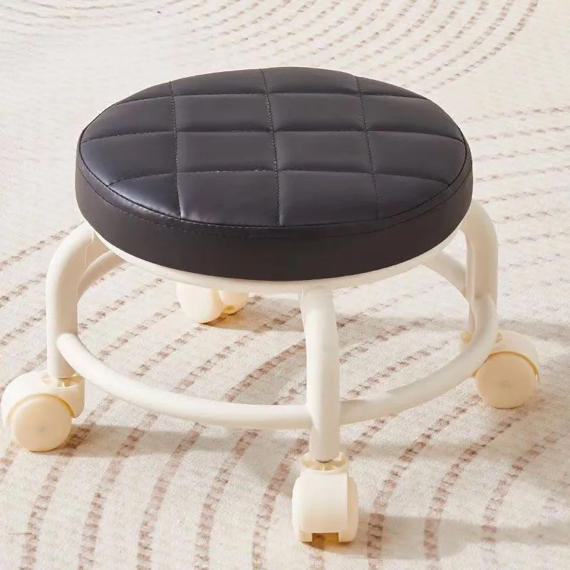 Pulley, Low Stool, Universal Wheel, Small Stool, Seat with Wheels, CHILDREN'S Multi-functional Shoe Changing Stool, round Stool thumbnail 3