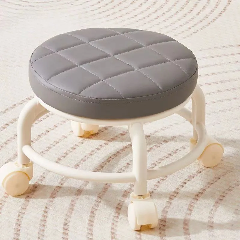 Pulley, Low Stool, Universal Wheel, Small Stool, Seat with Wheels, CHILDREN'S Multi-functional Shoe Changing Stool, round Stool thumbnail 5