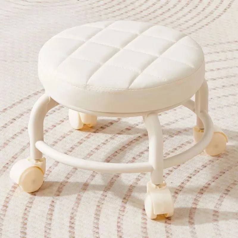 Pulley, Low Stool, Universal Wheel, Small Stool, Seat with Wheels, CHILDREN'S Multi-functional Shoe Changing Stool, round Stool thumbnail 4