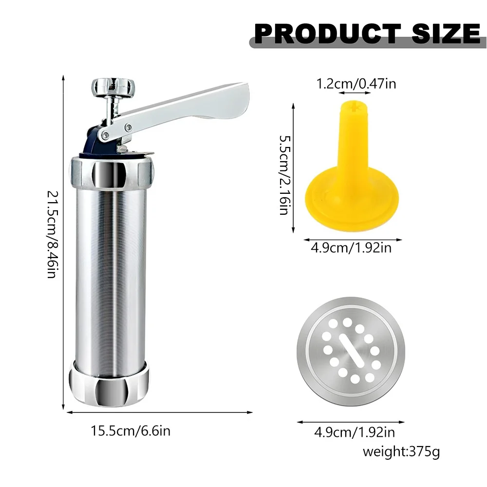 Cookie Press Gun Kit  Aluminum Cookie Churros Maker Christmas Spritz Cookie Press Gun 10/20 Cookie Discs and 4 Icing Nozzles thumbnail 5
