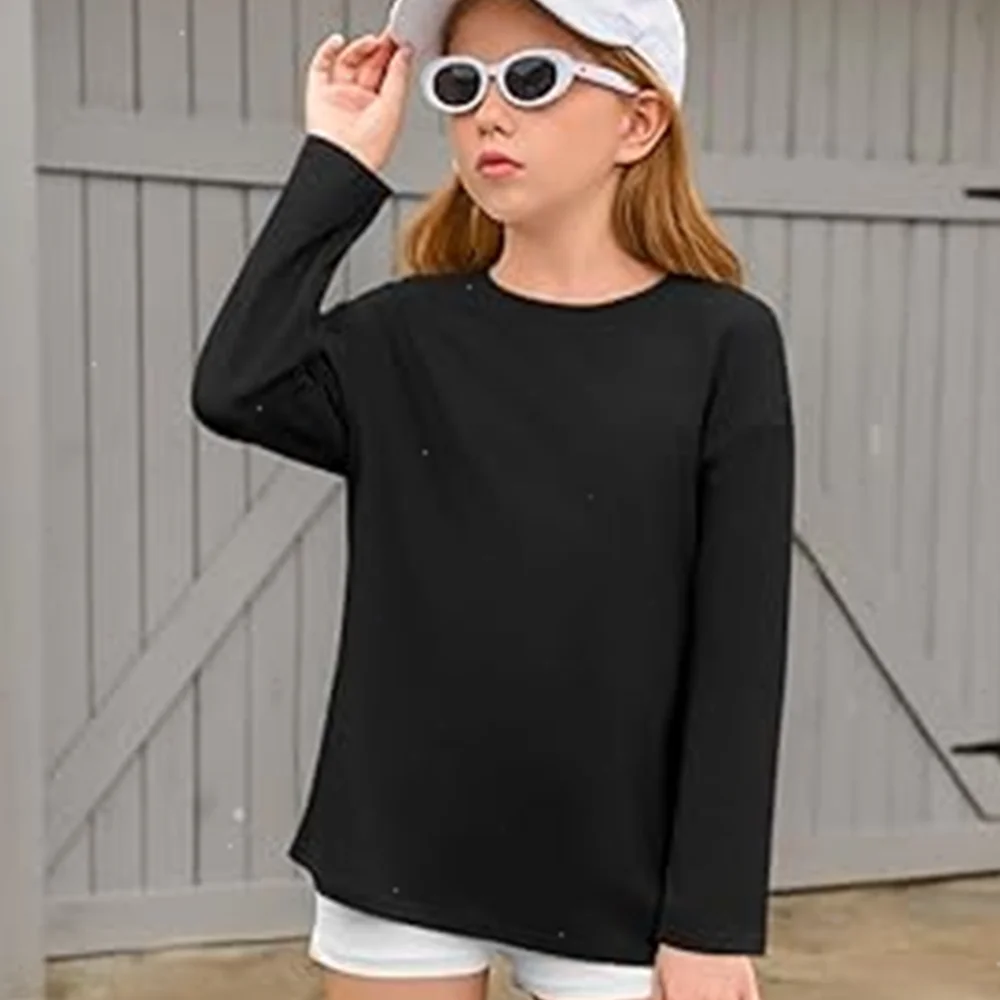 Girls Boys Long Sleeve T-Shirts Casual Kids Pure Cotton O-neck Solid Tee Tops Spring Blouse T Shirt for Teens Girl Clothes 3-14Y thumbnail 3